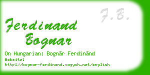 ferdinand bognar business card